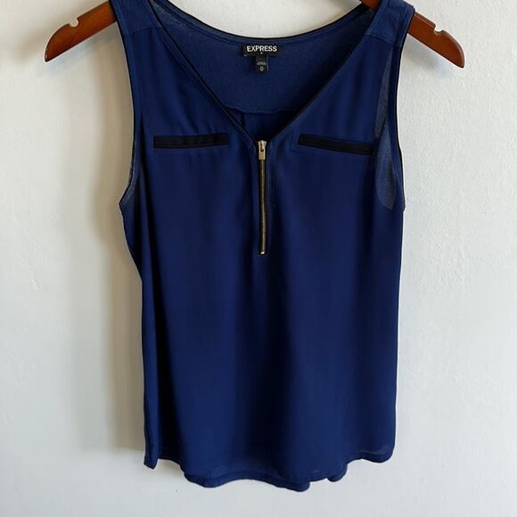 Express Tops - Express Navy Blue Preppy Half Zip Business Casual Tank Top Size Women's XS